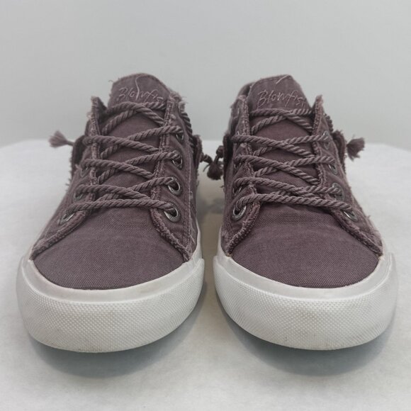Blowfish Malibu Womens 8/8.5 Martina Faded Burgundy Distressed Canvas Sneakers - Picture 5 of 11